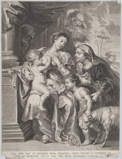 A Szent Család Erzsébettel és a csecsemő Keresztelő Szent Jánossal, a csecsemő Krisztust szoptató Szűzzel, 1635-42 körül alkotó: Jan Witdoek