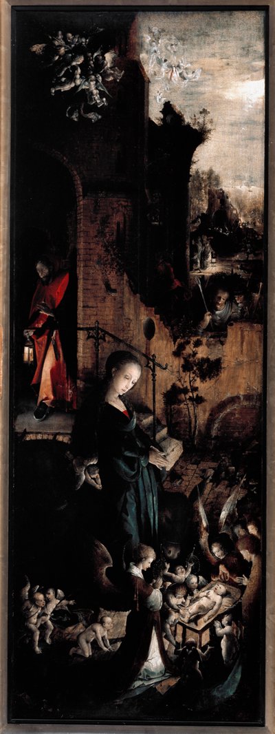A mágusok imádásának triptichonja: a betlehem (jobb oldali panel) (Olaj, dió tábla alkotó: Jan de Beer