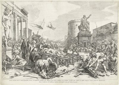 Martelaarschap van heilige Lawrence Boldog Lőrinc, míg (...) Róma Lőrinc (cím a tárgyon) alkotó: Jan de Bisschop