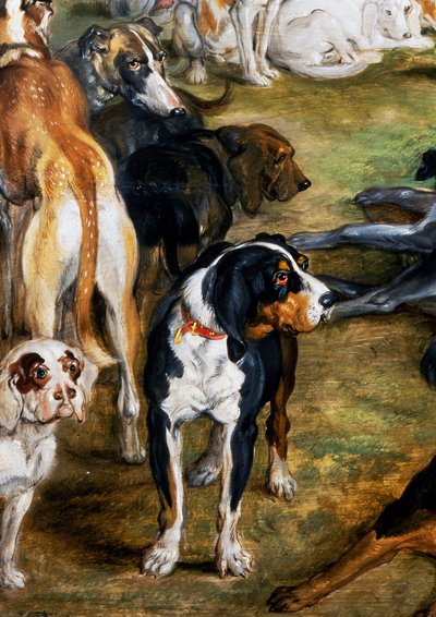 Kutyák, részlet Dianától és Nimfáktól a távozáskor alkotó: Jan the Elder Brueghel