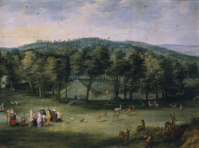 Infanta Isabella Clara Eugenia, Spanyolország a Parc de Mariemontban, 17. század első harmada. alkotó: Jan the Elder Brueghel