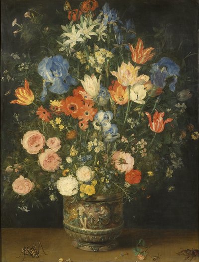 Csendélet virágokkal egy faragott korsóban, 1620-24 körül alkotó: Jan the Elder Brueghel