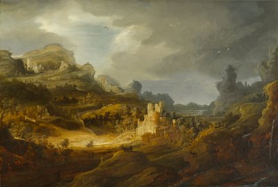 Fantasztikus táj, 1643-1645 körül (olaj, bölcsős panel) alkotó: Jan the Elder Lievens