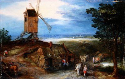 Kiterjedt táj utasokkal (olaj a panelen) alkotó: Jan the Younger Brueghel