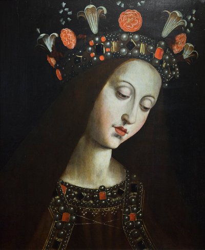 A koronás szűz, Hubert és Jan van Eyck után (olaj, fa) alkotó: Jan van (after) Eyck