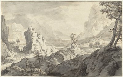 Képzeletbeli hegyi táj alkotó: Jan van Aken
