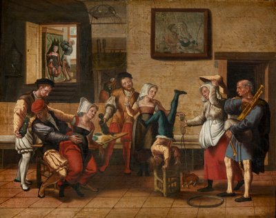 Pub jelenet (olaj, fa) alkotó: Jan van Amstel