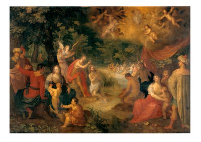 Krisztus megkeresztelkedése (olaj tölgyfa panelen) alkotó: Jan van Balen