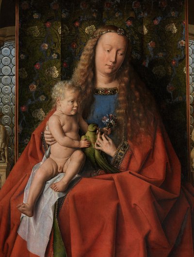 Részlet a Szűzanya és gyermeke képéből Donatian és George szentekkel, valamint Joris van der Paele kanonokkal, 1436 körül (olaj, fa) alkotó: Jan van Eyck