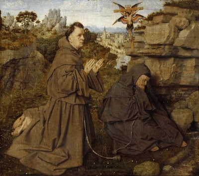 Assisi Szent Ferenc a stigmák átvételekor, 1430 körül. alkotó: Jan van Eyck