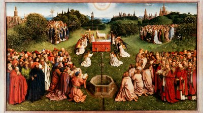 A genti oltárkép. A misztikus bárány imádása, 1432. alkotó: Jan van Eyck