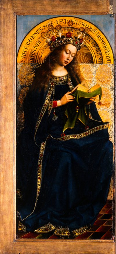 A genti oltárkép. A misztikus bárány imádása: Szűz Mária trónoló, 1432. alkotó: Jan van Eyck