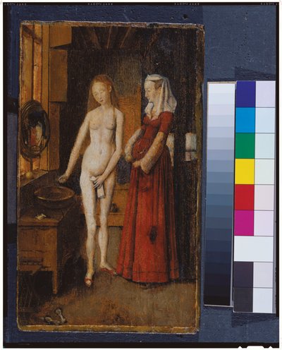 Nő a WC-nél (olaj tölgyfa panelen) alkotó: Jan van Eyck