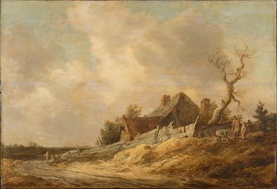 Földút parasztházzal és deszkakerítéssel alkotó: Jan van Goyen