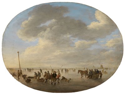 Holland sík táj korcsolyázókkal alkotó: Jan van Goyen