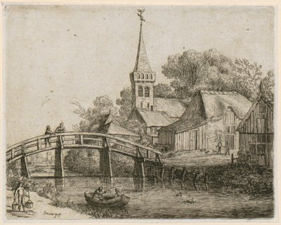 Fa híd, a „Különféle tájak” sorozat 4. lapja alkotó: Jan van Goyen