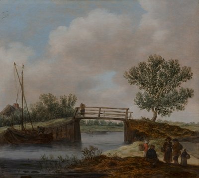 Tájkép híddal, „A kis híd” címmel alkotó: Jan van Goyen