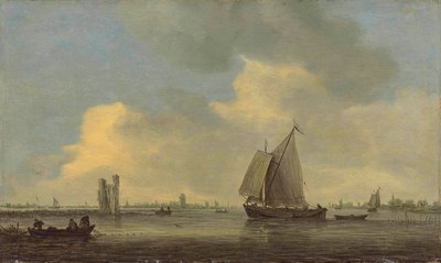 Kilátás a Merwede folyóra és a Huis te Merwede romjaira; a háttérben Dordrecht alkotó: Jan van Goyen