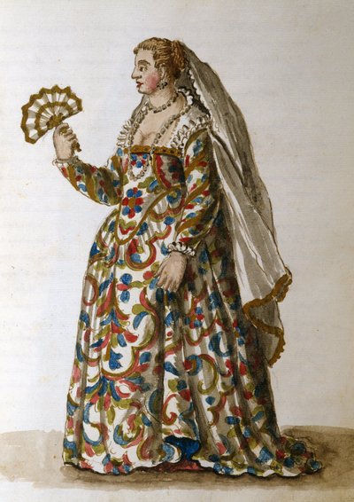 Egy estélyi ruhás úri nő, egy méltóság felesége (toll, tinta és wc papíron) alkotó: Jan van Grevenbroeck