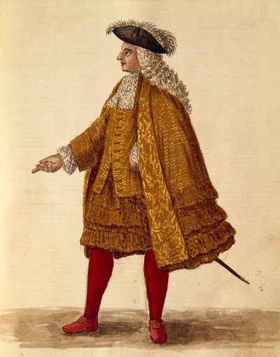 Lovagi köntös, Jan van Grevenbroeck vagy Giovanni Grevembroch (1731-1807), Gli Donne de Veneziani, illusztrált jelmezkönyvből, akvarell alkotó: Jan van Grevenbroeck