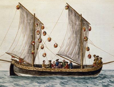 A Megváltó ünnepére kirakott velencei hajó, Jan Grevenbroeck (1731-1807), akvarell, Olaszország alkotó: Jan van Grevenbroeck