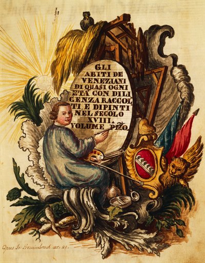 Velencei ruha minden korosztály számára, szorgalmasan gyűjtött és festett, 18. századra, Giovanni Grevembroch, címlap alkotó: Jan van Grevenbroeck