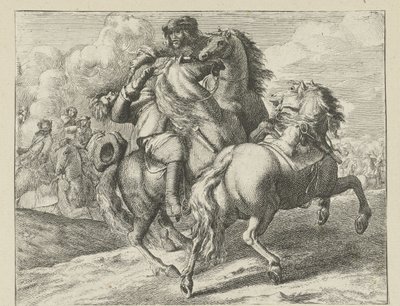 Katona lőtt lóháton Lovassági jelenetek (sorozat címe) alkotó: Jan van Huchtenburg (possibly copy after)