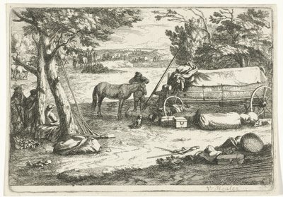 Táj kocsival és figurákkal alkotó: Jan van Huchtenburg