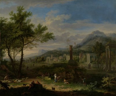 Árkádiai táj halászokkal alkotó: Jan van Huysum