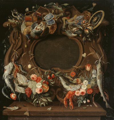 Medalion keret a négy elem allegorikus ábrázolásával alkotó: Jan van Kessel the Elder