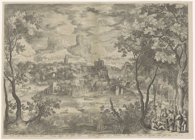 Landschap találkozott Christus die een demon uitdrijft bij een stomme man Kiűzi a nyomorult Cacodaemona urat, A mítosz megszállottja, ékesszóló szavakat mond a szellemeknek. királyi alkotó: Jan van Londerseel