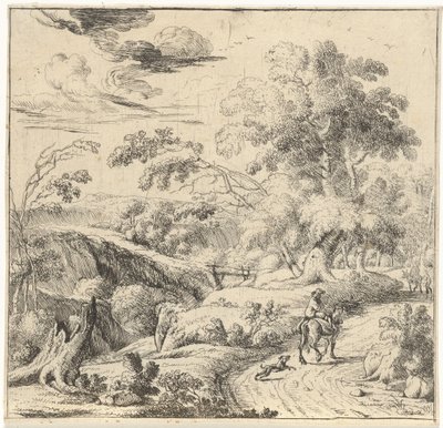 Táj egy szamárlovassal alkotó: Jan van Nickelen