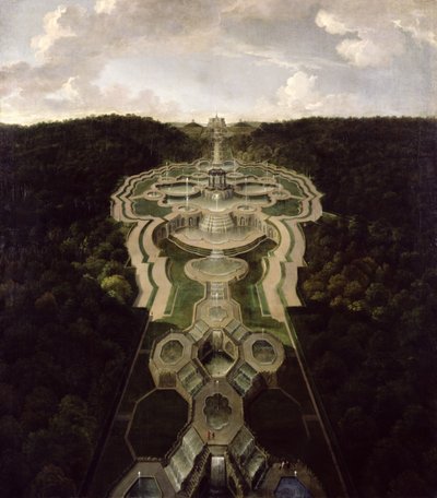 Kilátás a Nagy térre és a templomra a vízesések második harmadának elején az oktagonig, 1716 után alkotó: Jan van Nickelen