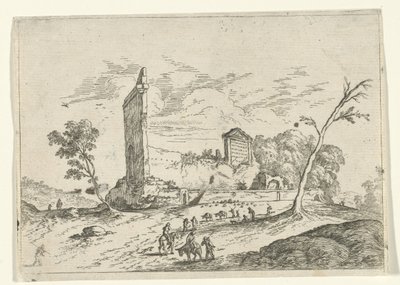 Táj római romokkal és szamárpásztorokkal alkotó: Jan van Ossenbeeck (attributed to)
