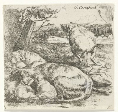 Szuka kölykökkel alkotó: Jan van Ossenbeeck