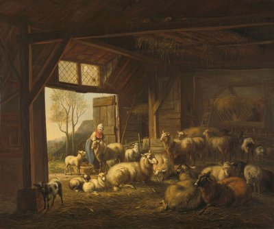Birkák és kecskék egy istállóban alkotó: Jan van Ravenswaay