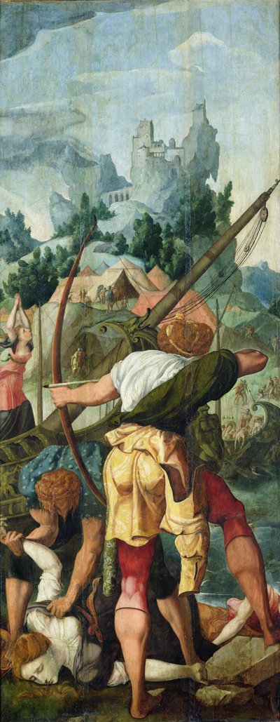 A szüzek mártíromsága, jobb oldali panel a Szent Orsolya és a tizenegyezer szűz triptichonjából, 1539 körül alkotó: Jan van Scorel