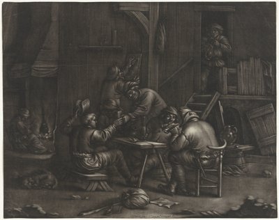 Fogadó ivó férfiakkal alkotó: Jan van Somer