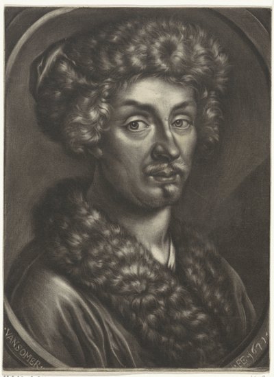 Egy prémes sapkás férfi portréja alkotó: Jan van Somer
