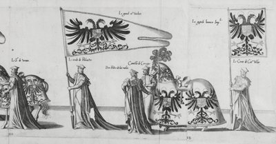 Bannerek V. Károly császár temetési menetén, 1559 alkotó: Jan van and Doetechum Doetechum the elder