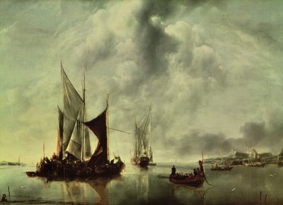 Nyugodt vagy, Hajók a part közelében, 1651 után (olaj, vászon) alkotó: Jan van de Capelle or Cappelle