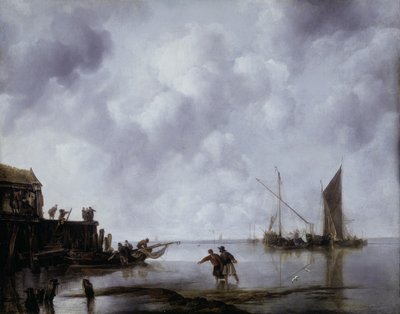 Nyugodt halászhajók alkotó: Jan van de Capelle or Cappelle