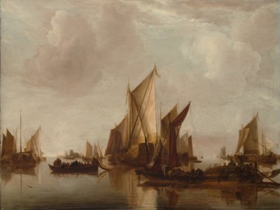 Állami jacht és egyéb hajók nyugodt vízen, kb. 1660. alkotó: Jan van de Cappelle