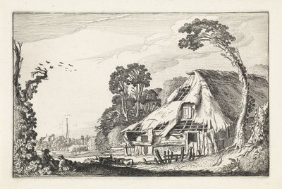 Alakok egy rozoga istállónál Tájképek (sorozat címe) Amenissimae aliquot requculae (sorozat címe) alkotó: Jan van de Velde (II)