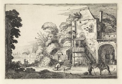 Fogadó egy tájban Tájképek (sorozat címe) Amenissimae aliquot requculae (sorozat címe) alkotó: Jan van de Velde (II)
