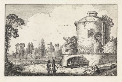 Táj egy kerek torony Tájképek (sorozat címe) Amenissimae aliquot requculae (sorozat címe) alkotó: Jan van de Velde (II)