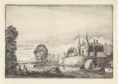 Sétahajó egy árokban Tájképek (sorozat címe) Amenissimae aliquot requculae (sorozat címe) alkotó: Jan van de Velde (II)
