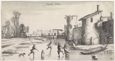 Téli táj korcsolyázókkal a városfalnál Playsante tájak és a mulatságos arcok (sorozat címe) alkotó: Jan van de Velde (II)