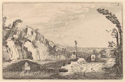 Vízesés egy kőhíd alatt alkotó: Jan van de Velde II