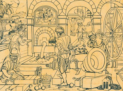 Ágyúöntöde, Nova Reperta rajza alkotó: Jan van der (1523 1605) Straet